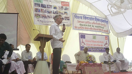 Mr Muller addressing the PWDs on the occasion of International Day for the PWDs in Barwani district in Madhya Pradesh
